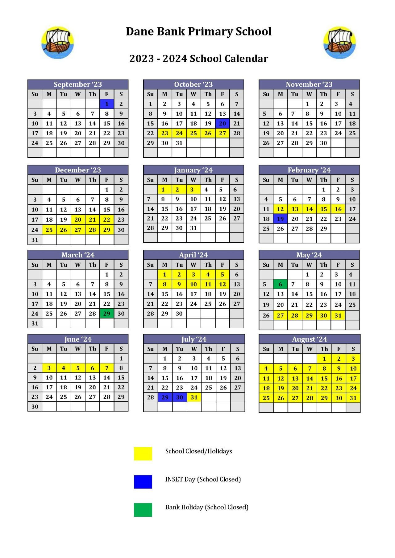 Calendar & Term Dates Dane Bank Primary School